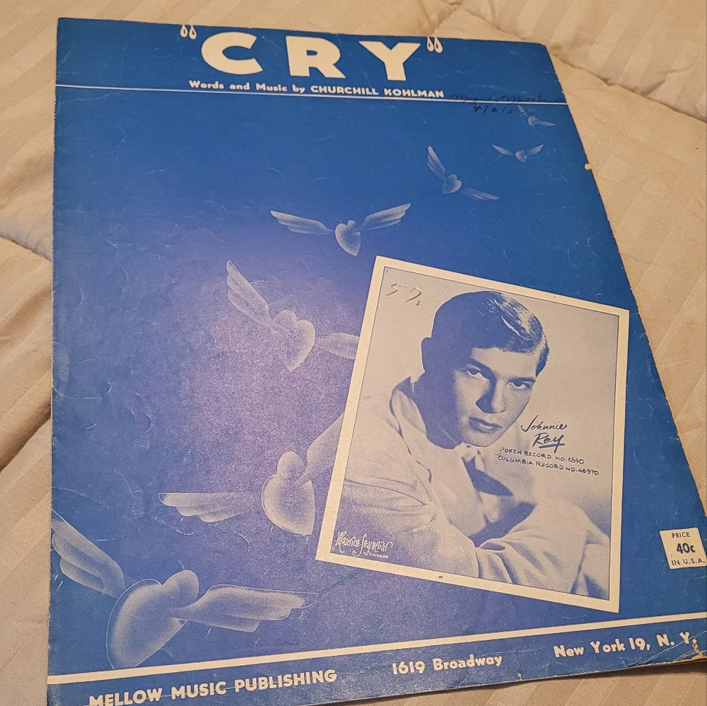 Cry Johnie Ray vintage Sheet Music